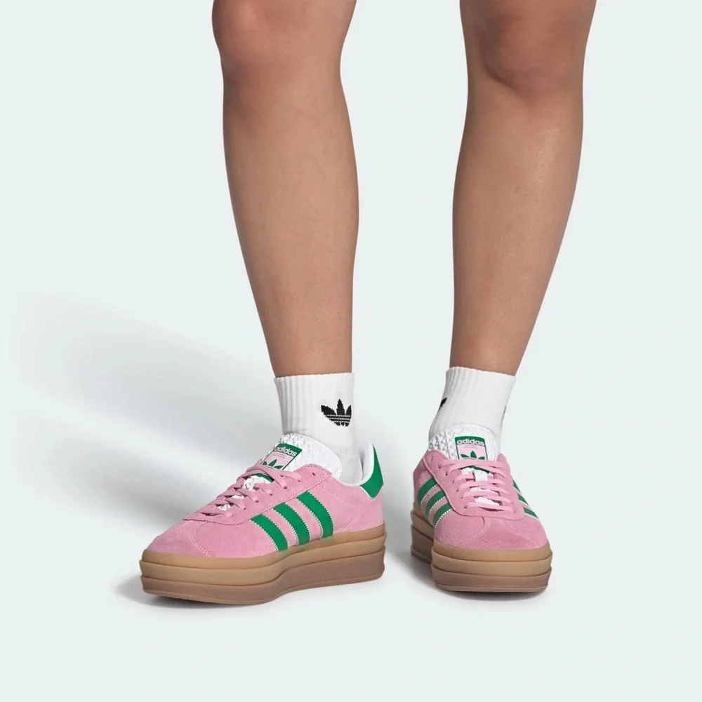 adidas Gazelle Bold Sneakers in Pink Suede with Green Stripes - Size 6 - Picture 15 of 15